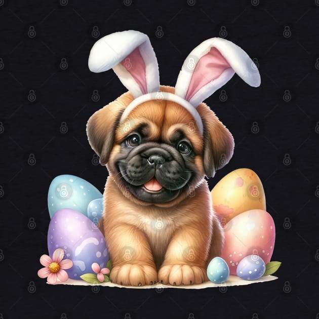 Puppy Mastiff Dog Bunny Ears Easter Eggs Happy Easter Day by TATTOO project